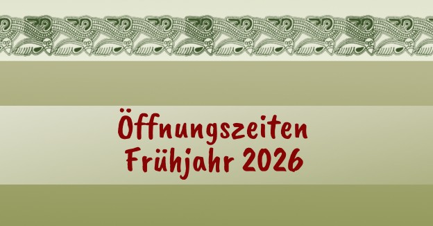 Grafik mit eisenzeitlicher Tierstilornamentik im Hintergrund und im Vordergrund den Beitragstitel zu den Öffnungszeiten