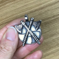 Preview: Wikinger-Amulett mit Äxten und Rundschild, Edelstahl