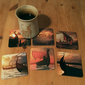 6 Korkuntersetzer, Wikingerschiffe