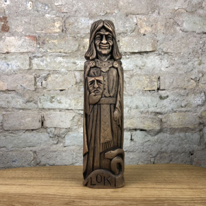 Loki Götterfigur 26 cm aus Lindenholz handgeschnitzt, Unikat