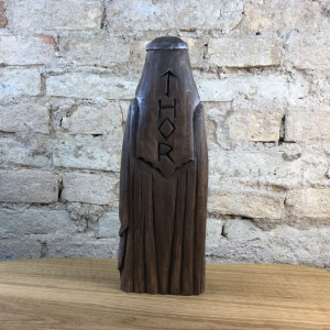 Thor im Brautkleid, Götterfigur, 25 cm handgeschnitzt aus Lindenholz, Unikat