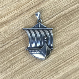 Wikingerschiff-Anhänger groß, Edelstahl