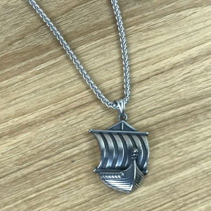 Wikingerschiff-Anhänger groß, Edelstahl