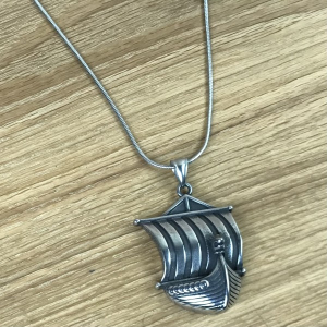 Wikingerschiff-Anhänger groß, Edelstahl