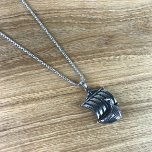 Wikingerschiff-Anhänger groß, Edelstahl