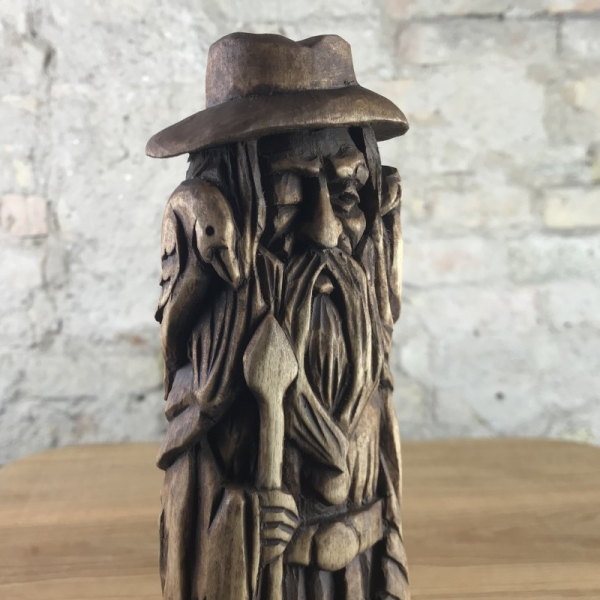 Odin, 24cm Götterfigur handgeschnitzt aus Lindenholz, Unikat