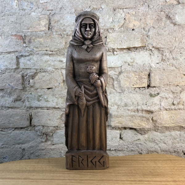 Frigg Götterfigur 32 cm handgeschnitzt aus Lindenholz, Unikat