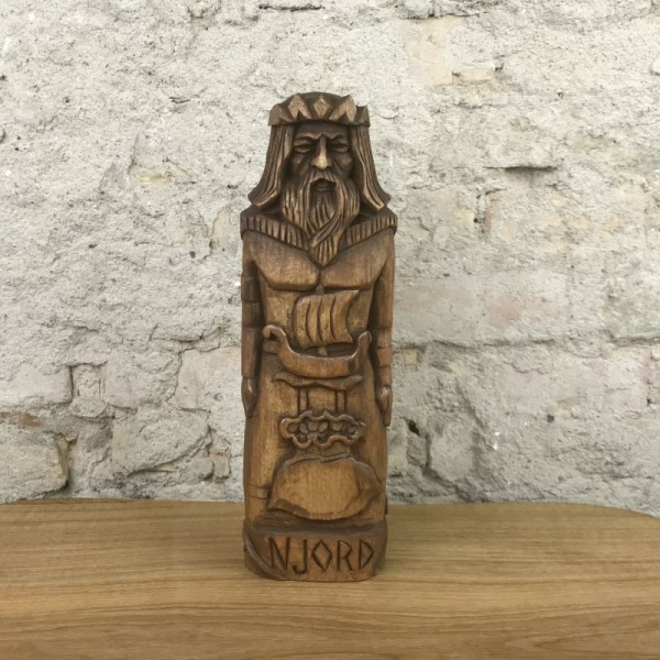 Njörd Götterfigur 26 cm handgeschnitzt aus Lindenholz, Unikat