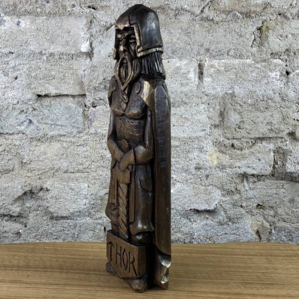 Thor Götterfigur, 26 cm handgeschnitzt aus Lindenholz, Unikat
