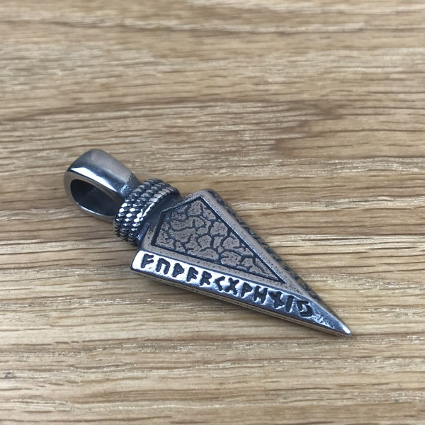 Speerspitze mit Runenreihe / Futhark, Edelstahl