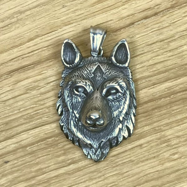 Amulett Wolfskopf Edelstahl