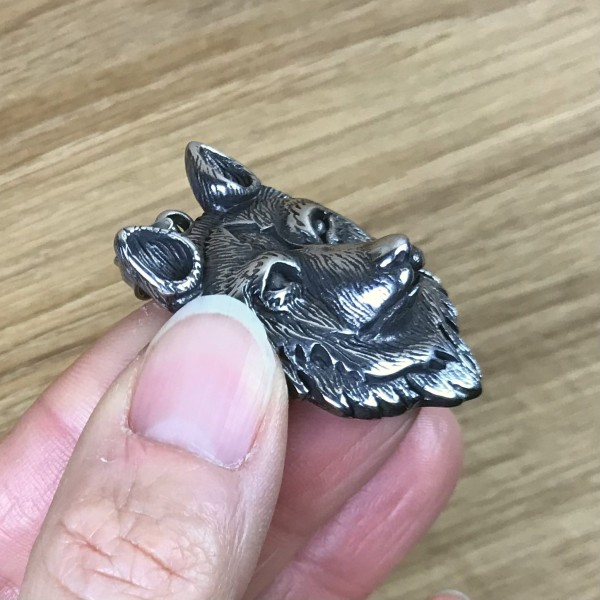 Amulett Wolfskopf Edelstahl