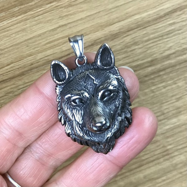 Amulett Wolfskopf Edelstahl