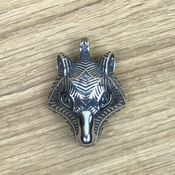 Amulett Wolfsmaske Edelstahl