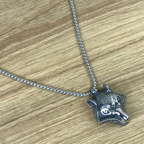 Amulett Wolfsmaske Edelstahl
