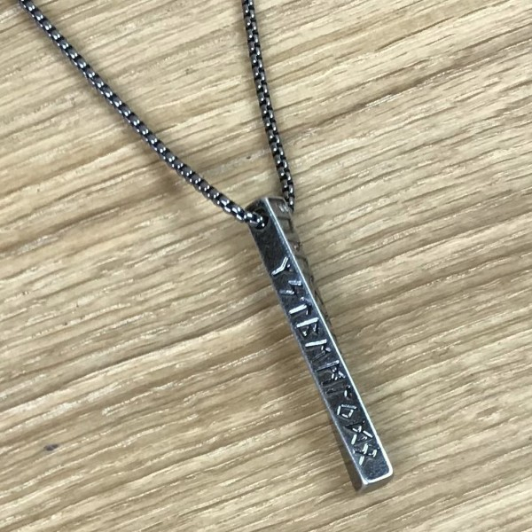 Runenstab mit Runen der 24er Runenreihe, Edelstahl geschwärzt