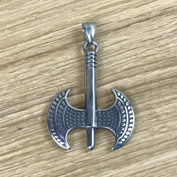 Doppelaxt beidseitig verziert, Edelstahl