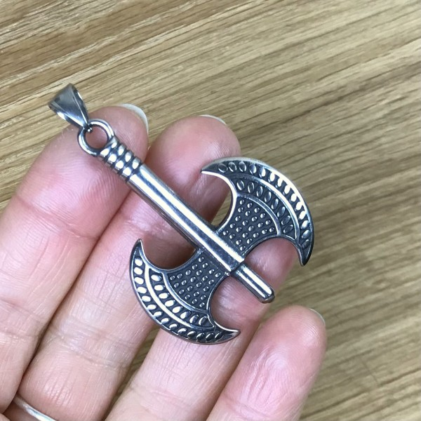 Doppelaxt beidseitig verziert, Edelstahl