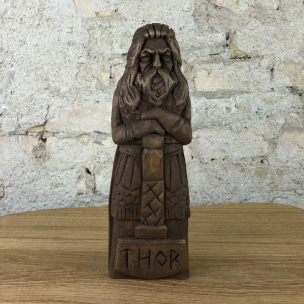 Thor, 25cm Götterfigur handgeschnitzt aus Lindenholz, Unikat