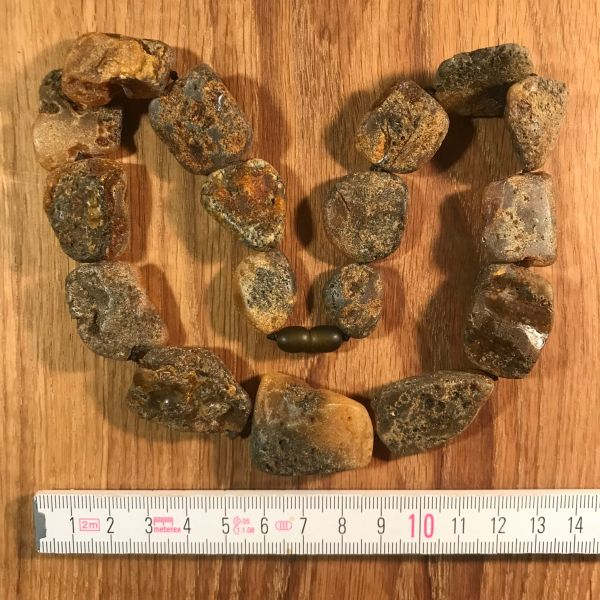 Bernsteinkette "Moosgold", 47 cm