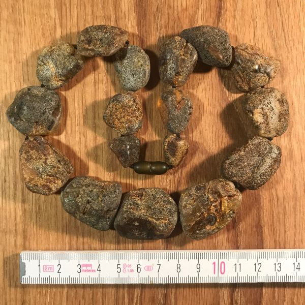 Bernsteinkette "Moosgold", 48 cm
