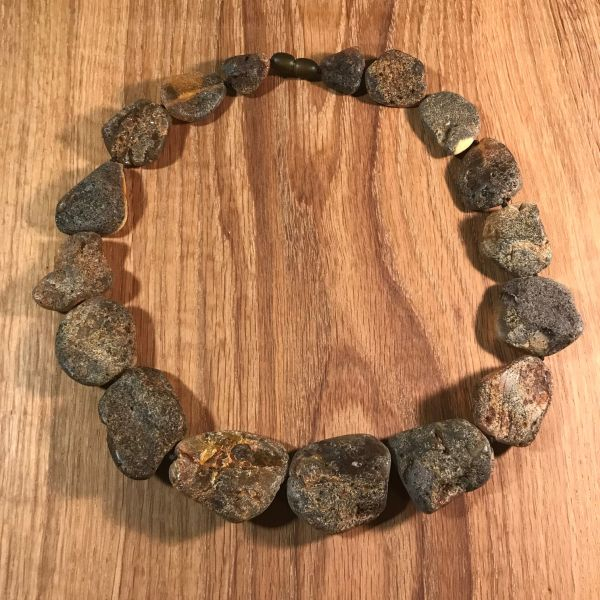 Bernsteinkette "Moosgold", 48 cm
