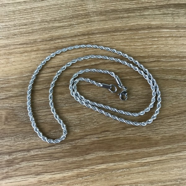 Kordelkette 3,5 mm, Edelstahl, 50 cm