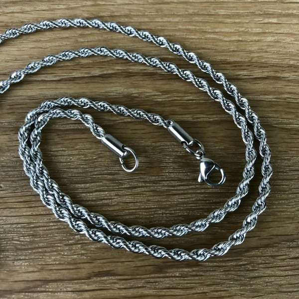 Kordelkette 3,5 mm, Edelstahl, 60 cm