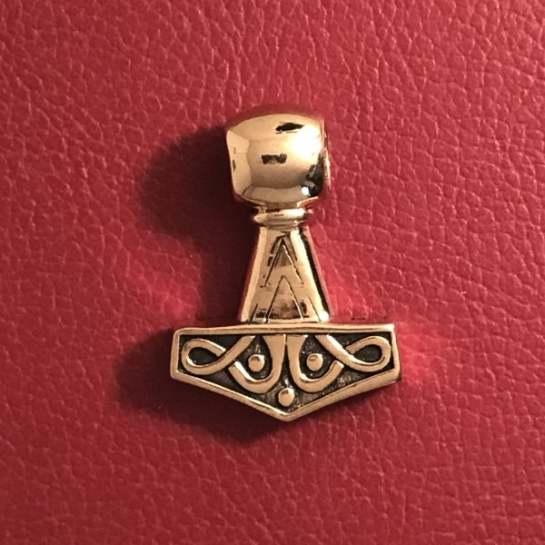 Thorshammer Amulett "Lolland-Runen" schwer, zweiseitig, Bronze