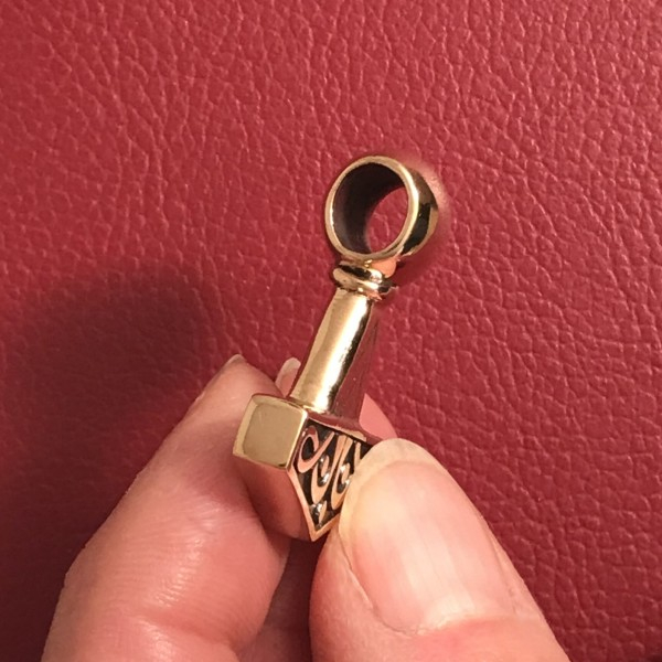 Thorshammer Amulett "Lolland-Runen" schwer, zweiseitig, Bronze