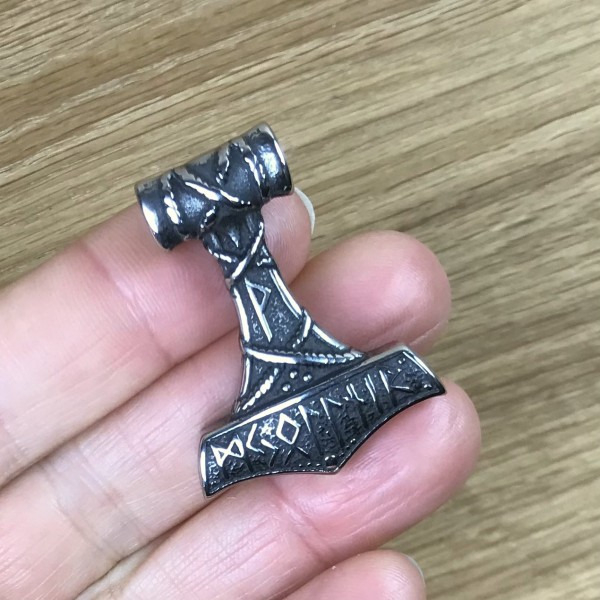 Thorshammer Amulett "Rúnahnútur", Edelstahl