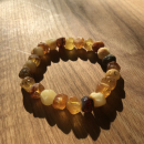 Armband Bernstein Rohperlen, bunt, auf Gummiband