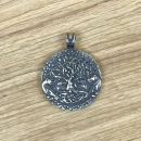 Amulett Weltenbaum mit Wölfen, Edelstahl