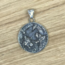 Amulett mit Wölfen und Raben, Edelstahl