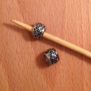 Perle / Bartperle mit Rautenmuster, Edelstahl